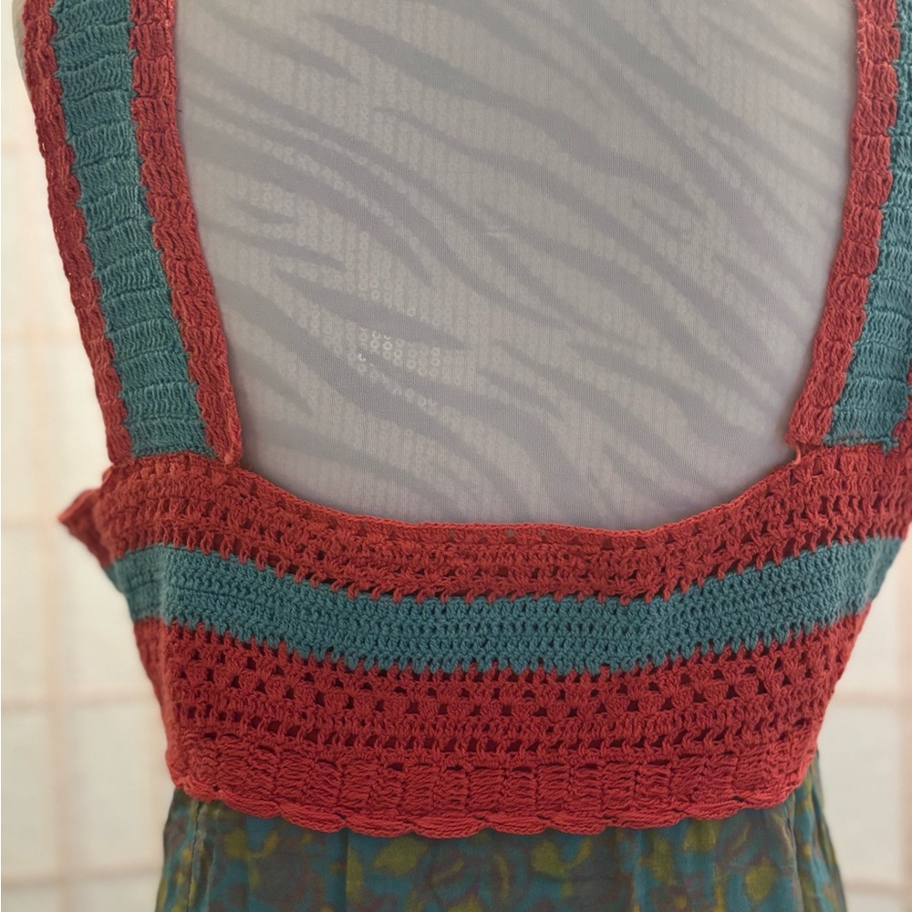 Sundance maxi dress mix media crochet detail 14P - Picture 5 of 7